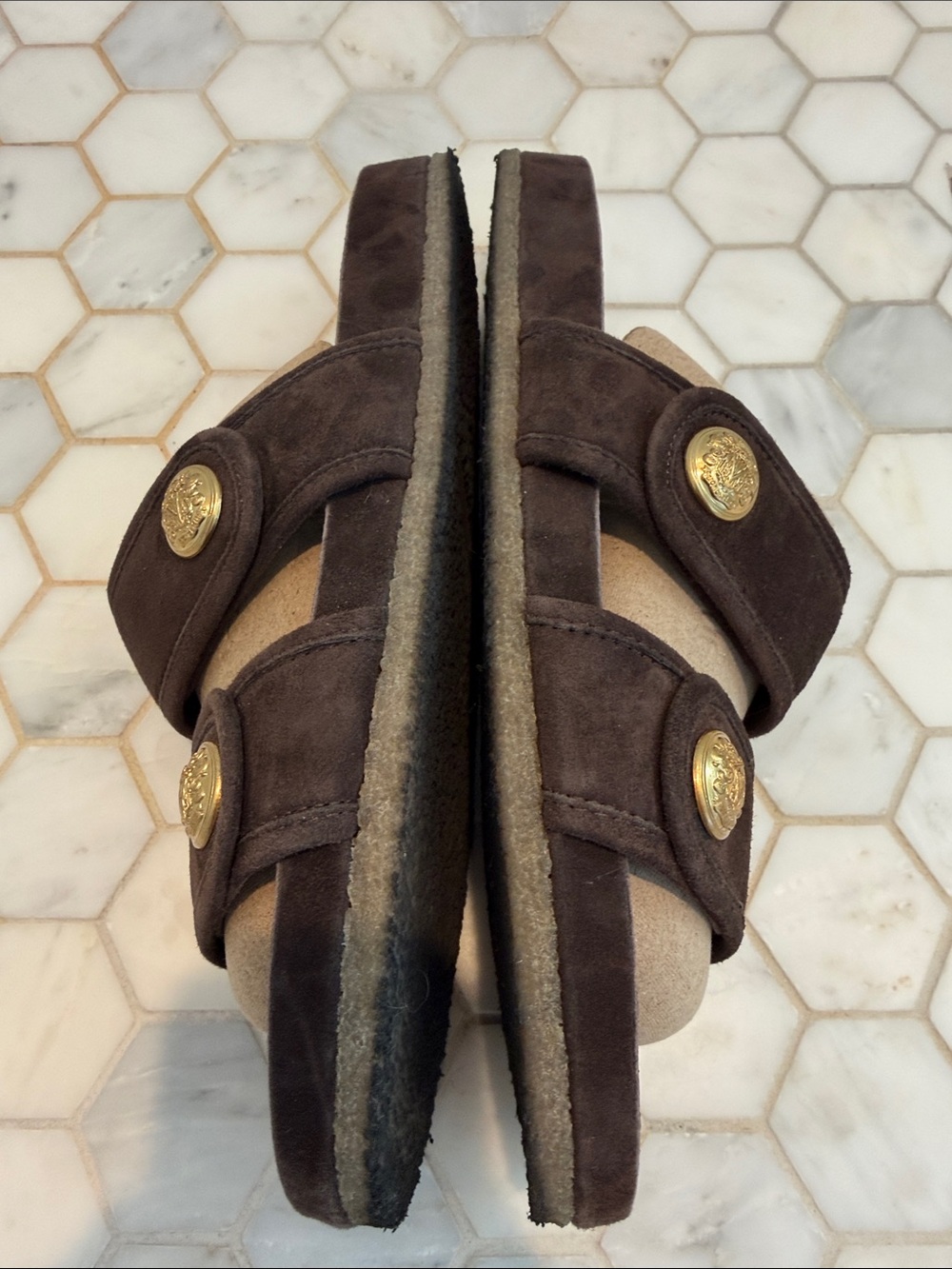 Veronica Beard Percey Dark Brown Suede Leather Slide Sandal Size 10 - Picture 8 of 12